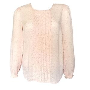 Lucky Brand Blouse Lea Pintuck Pink Floral Long Sleeve Lightweight Top